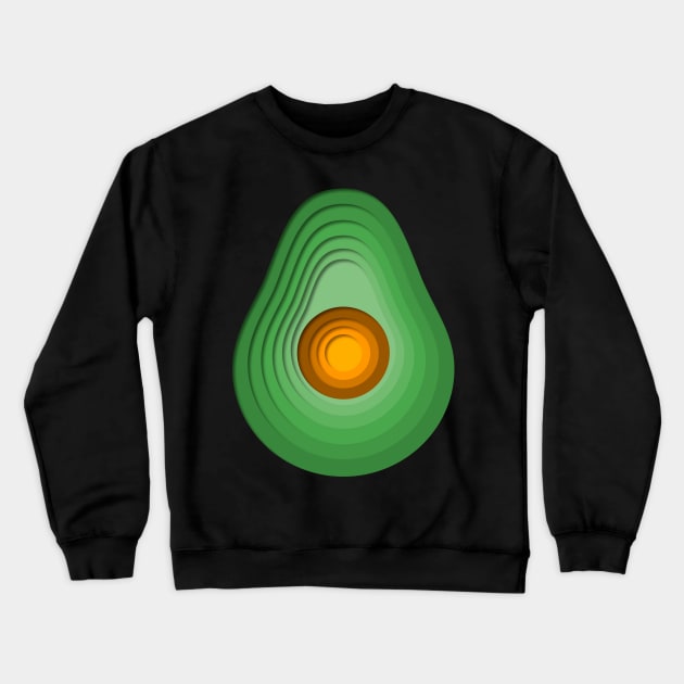 Papercut avocado flat 3D layered design Crewneck Sweatshirt by All About Nerds